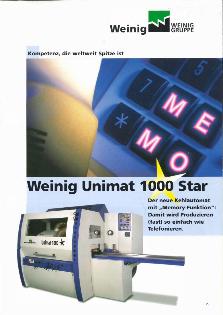 First page of WEINIG Unimat 1000 Star