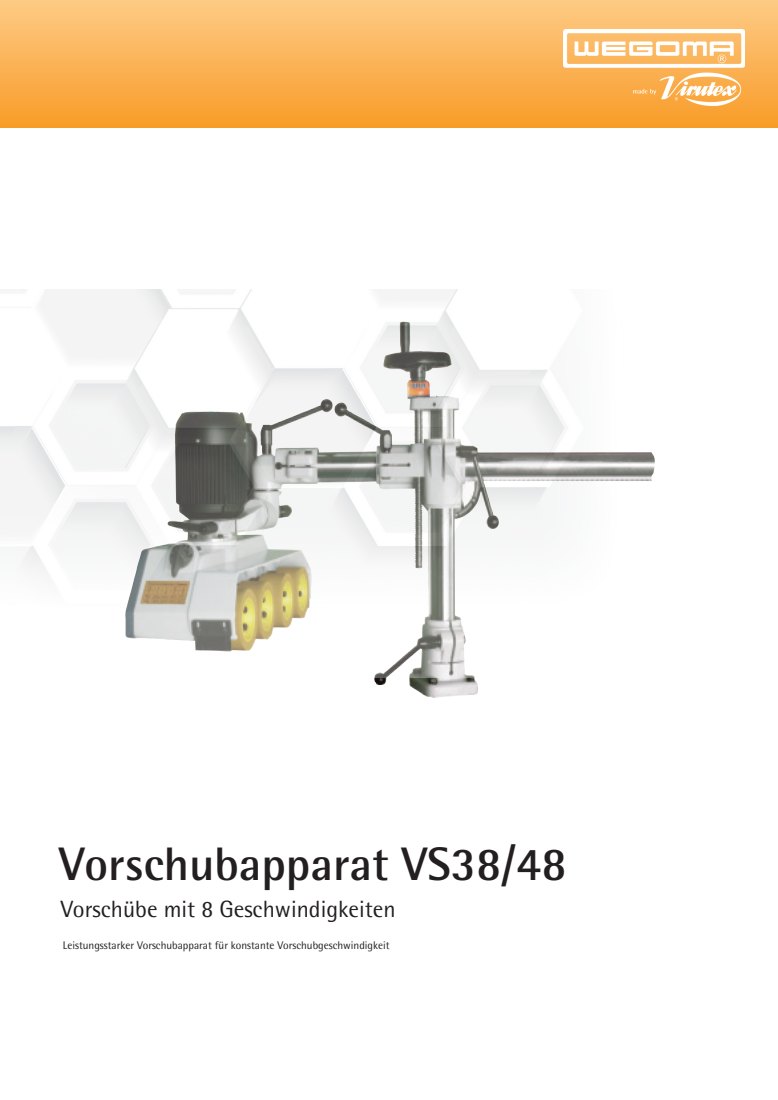 First page of WEGOMA-VIRUTEX Vorschubapparat VS38/48